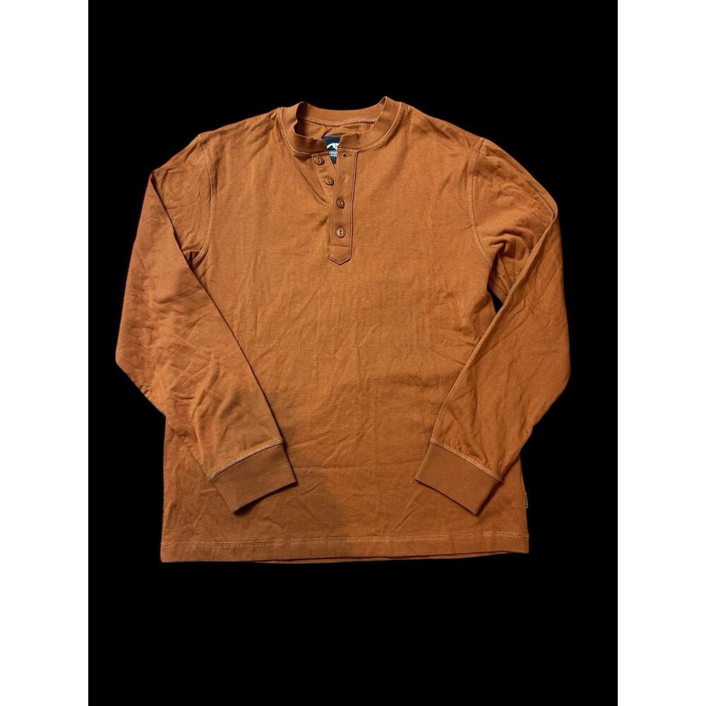 Mountain Khakis Shirt‎ Mens Medium Orange Trap Henley Longsleeve Heavyweight